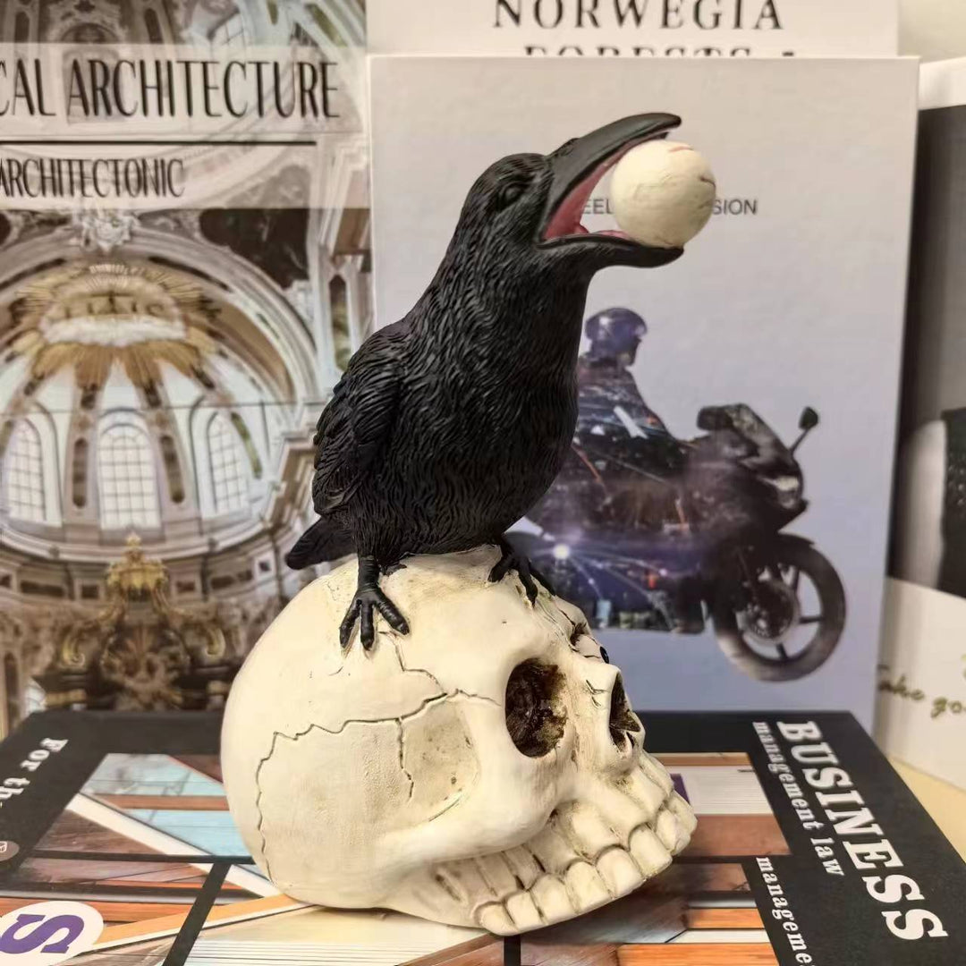 Decorative figure with raven on skull Bowlift