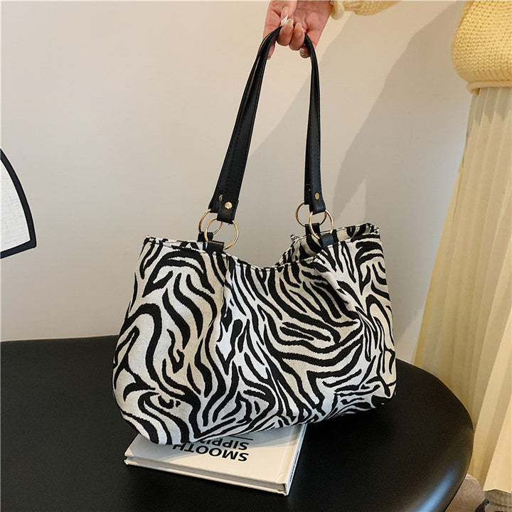 Stylish Zebra Print Canvas Tote Bag Bowlift