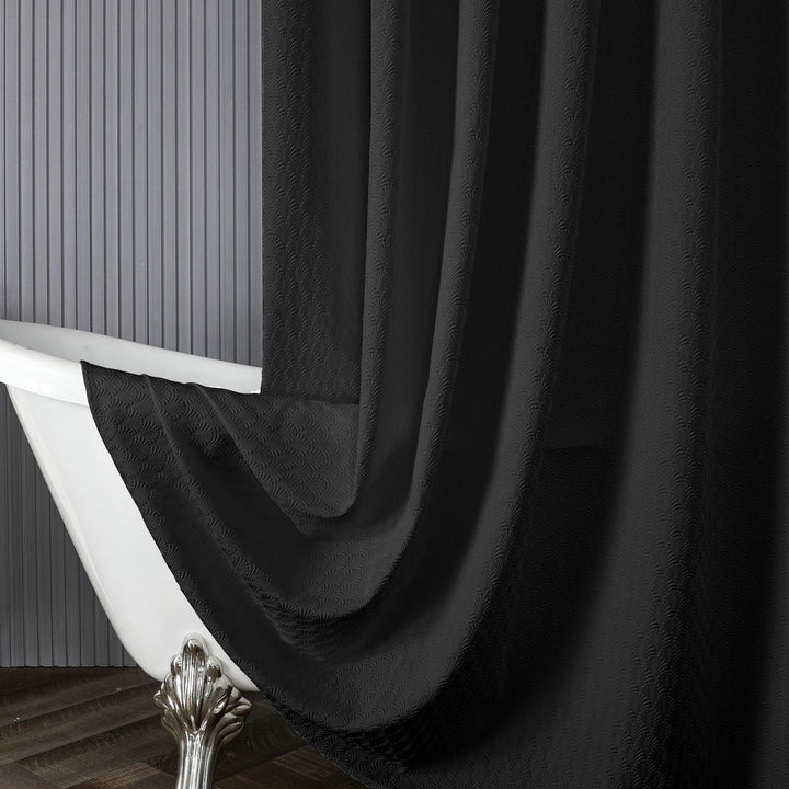 Textured Leaf Motif Shower Curtain Bowlift