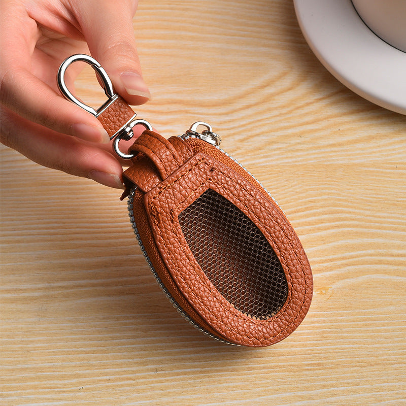Textured Leather Coin Pouch with Clip Bowlift