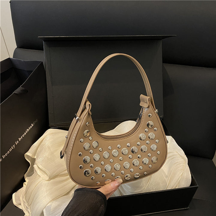 Studded Leather Hobo Bag Bowlift