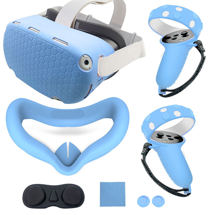 VR headset with ergonomic holding bracket and protective cover Bowlift