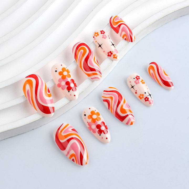 Retro Floral Nail Art Design Bowlift