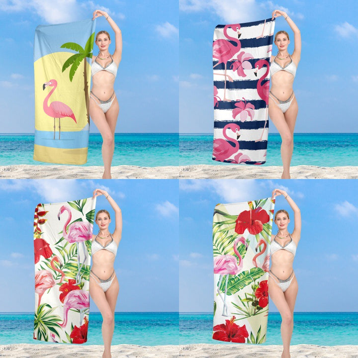 elegant and functional beach towel with tropical flamingo design Bowlift