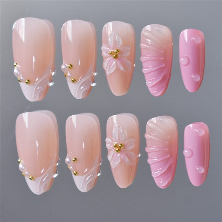 3D Floral Acrylic Nail Art Extensions Bowlift