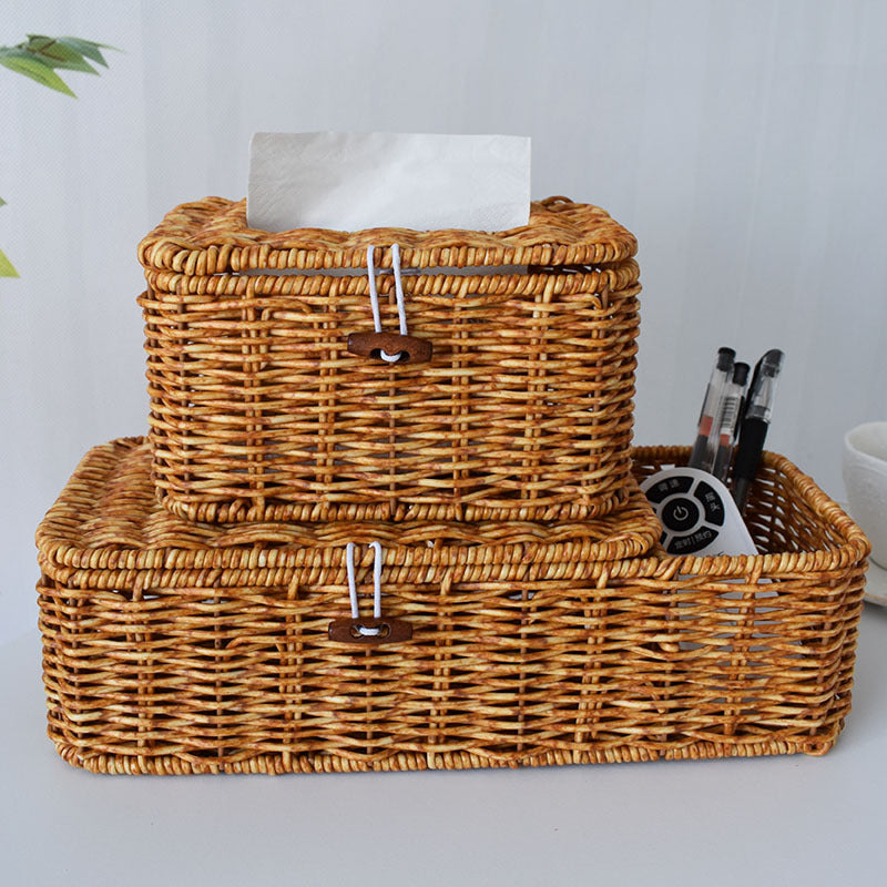 Handcrafted Woven Storage Organizer with Lid Bowlift