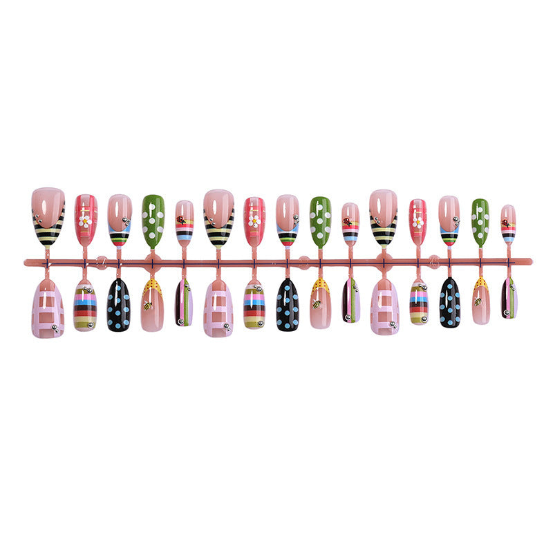 Acrylic nail set with colorful patterns and creative designs Bowlift