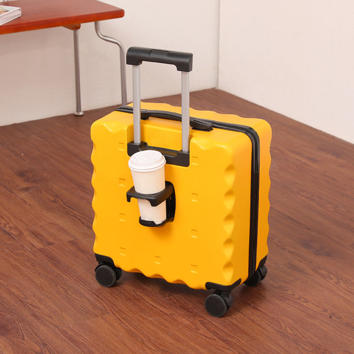 Compact Beverage Holder Rolling Suitcase Bowlift