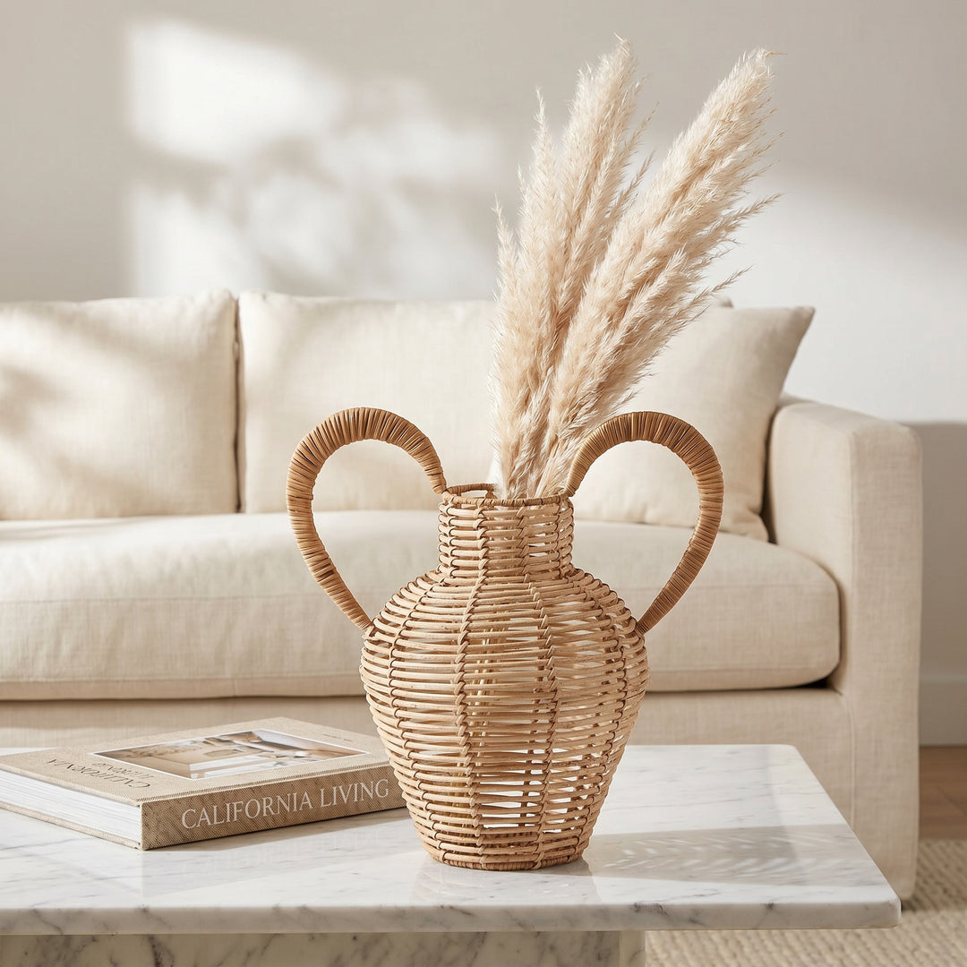 Decorative vase made of woven natural material Bowlift