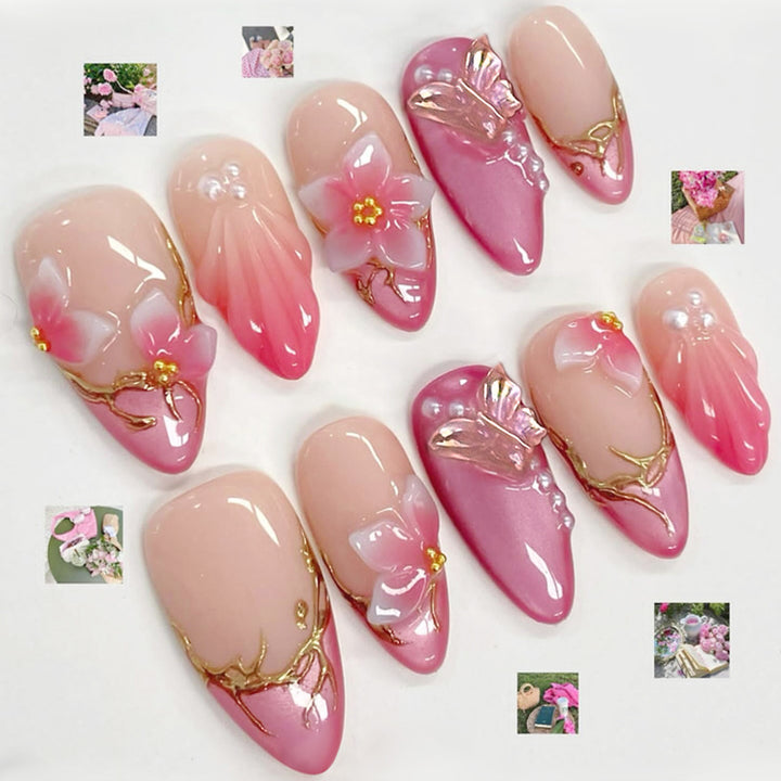 Floral Embellished Press-On Nail Set Bowlift 1788495473