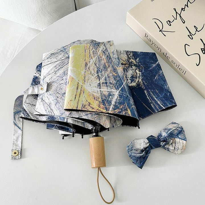 Ladies Folding Umbrella with Artistic Design and Automatic Opening Mechanism Bowlift