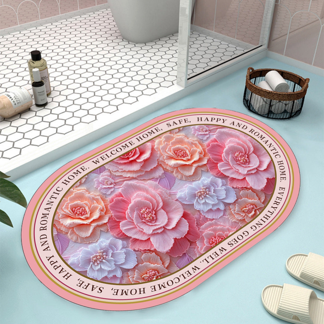 Floral Design Bath Mat Bowlift