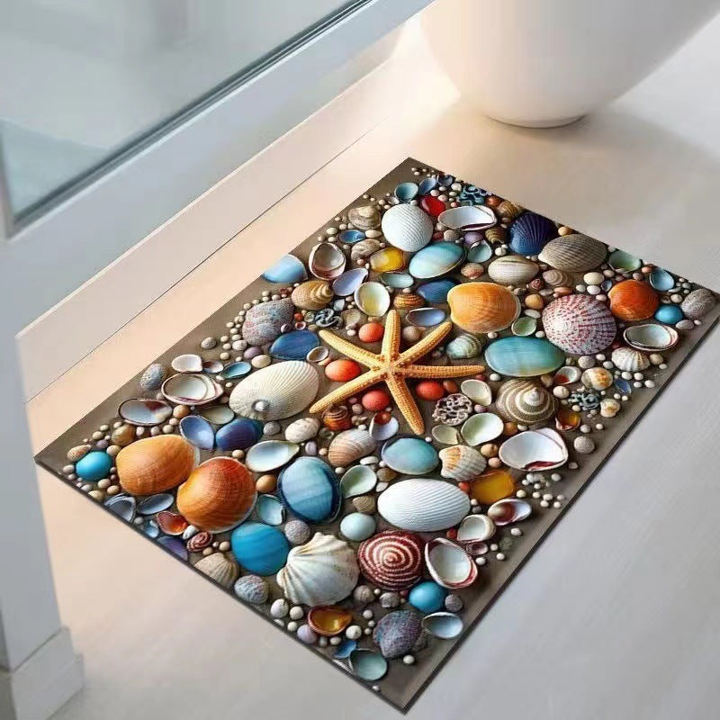 Coastal Seashell Design Bath Mat Bowlift