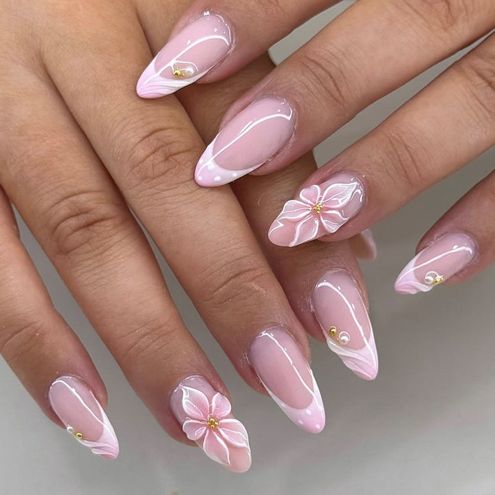 Elegant Floral Press-On Nail Art Set Bowlift 1788495644