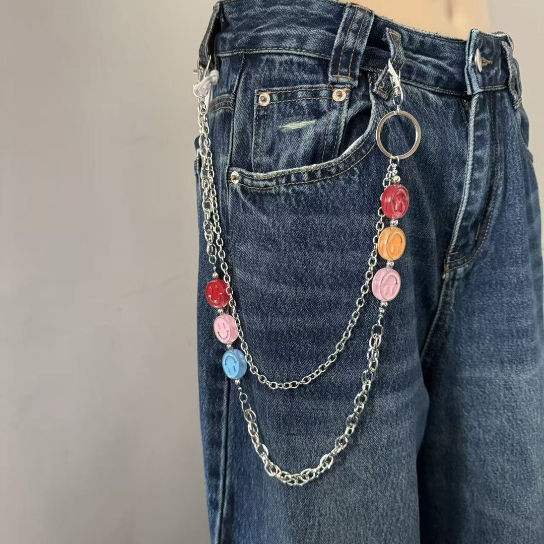 Fashionable chain belt with colorful pendants Bowlift