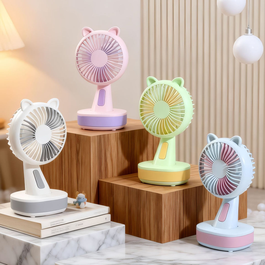 Women's Portable Table Fan with Creative Animal Ears Bowlift