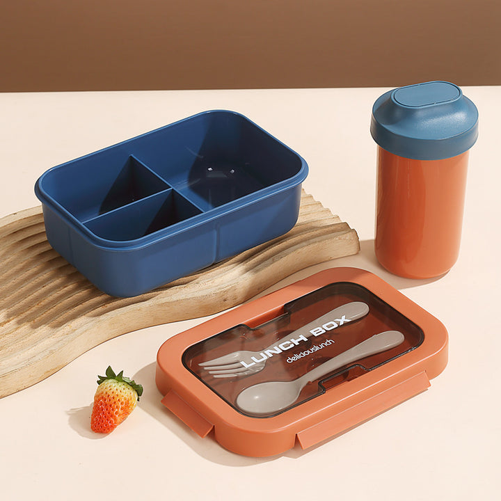 Multi-Layered Insulated Bento Lunch Box with Built-in Utensils