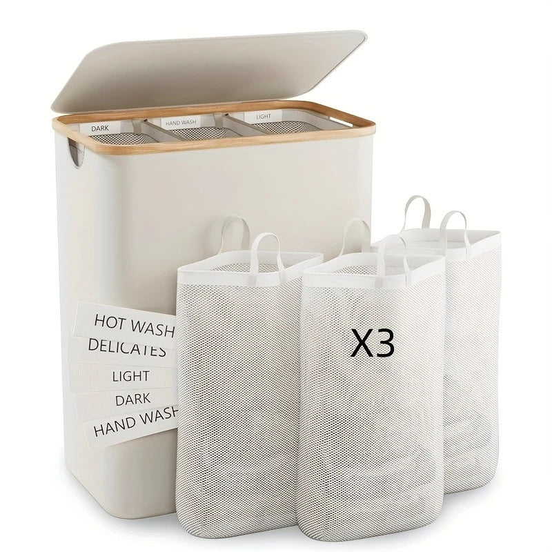 Laundry separation system with practical lid and compartments Bowlift