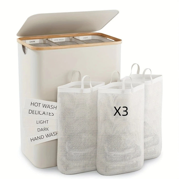 Laundry separation system with practical lid and compartments Bowlift