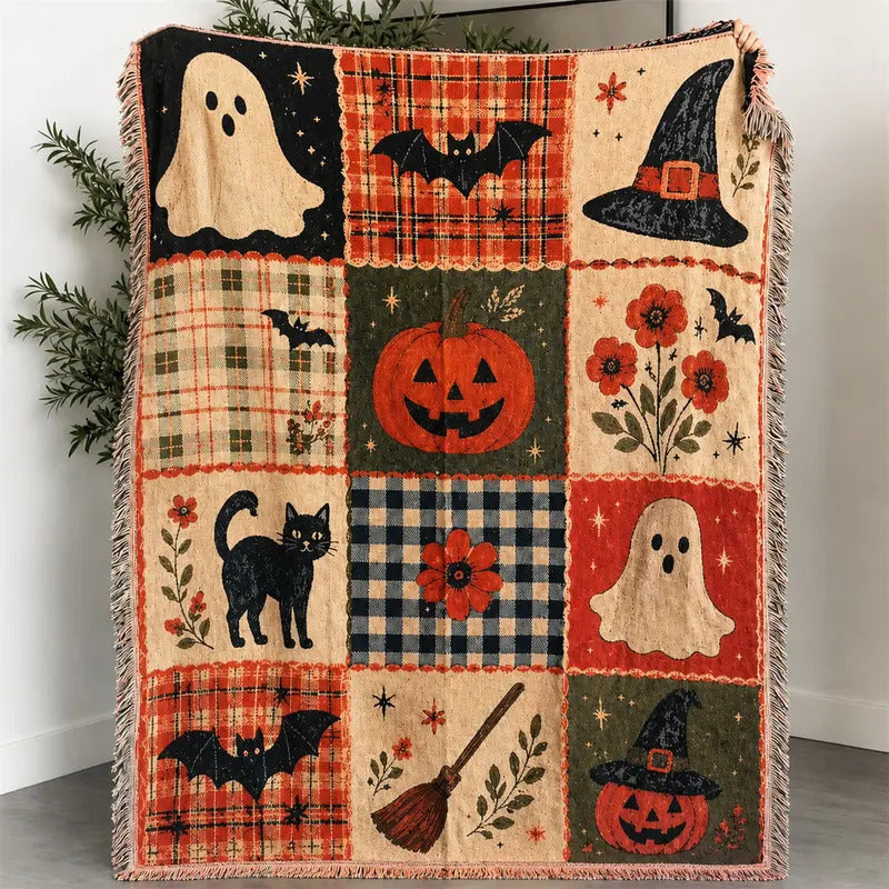 Decorative Halloween-Themed Throw Blanket