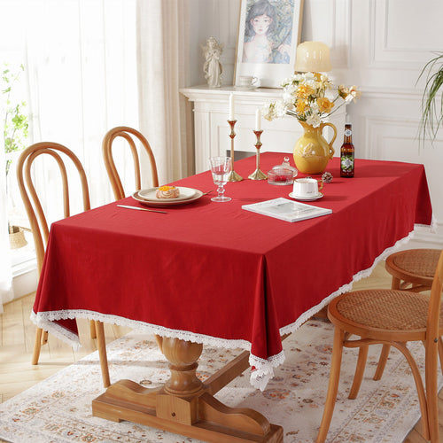 Elegant Lace Trimmed Tablecloth
