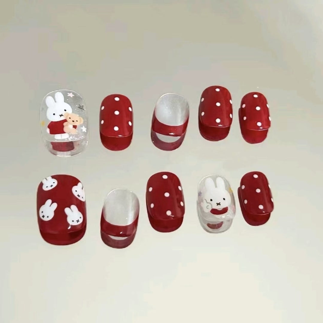Whimsical Character Press-On Nail Art Set Bowlift