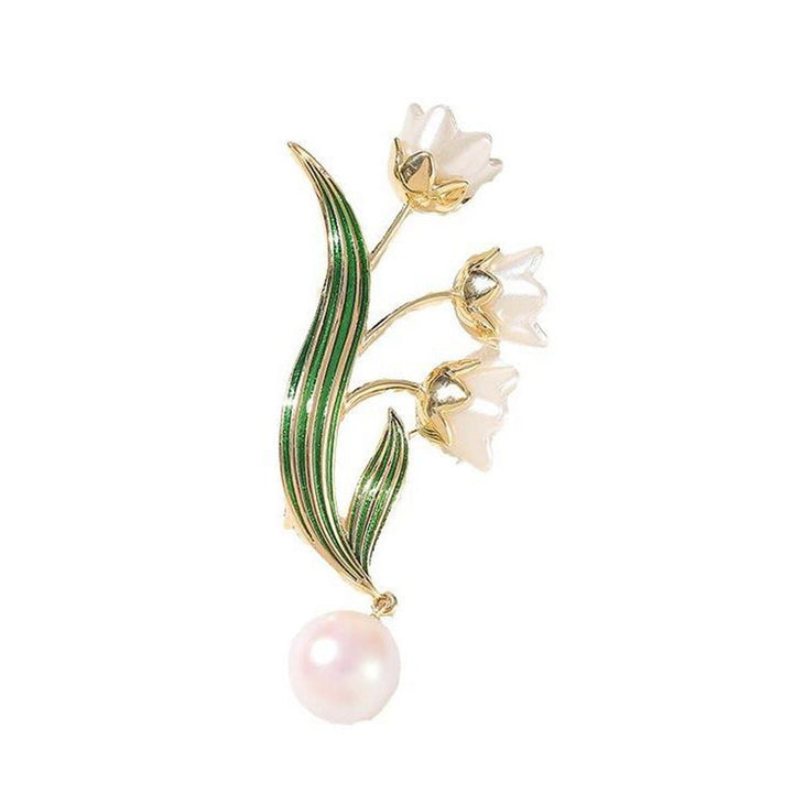 Elegant flower brooch with pearl pendant Bowlift