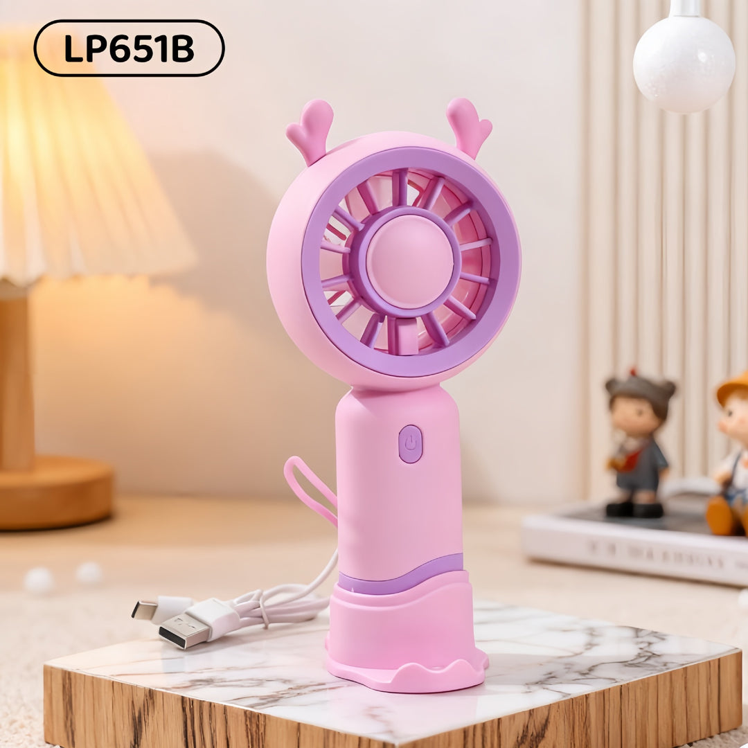 Ladies Portable Mini Handheld Fan with Cat Ears Bowlift