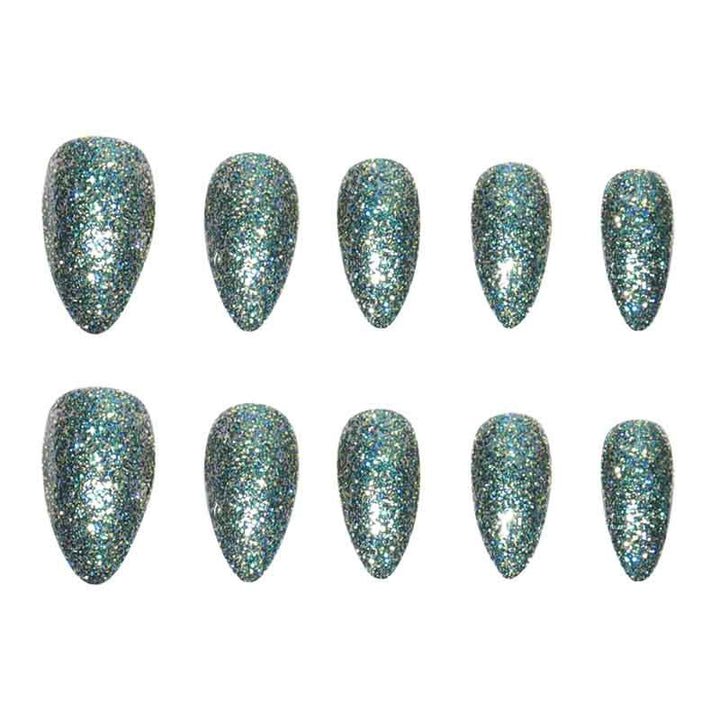 Glittery Acrylic Stiletto Press-On Nails Bowlift