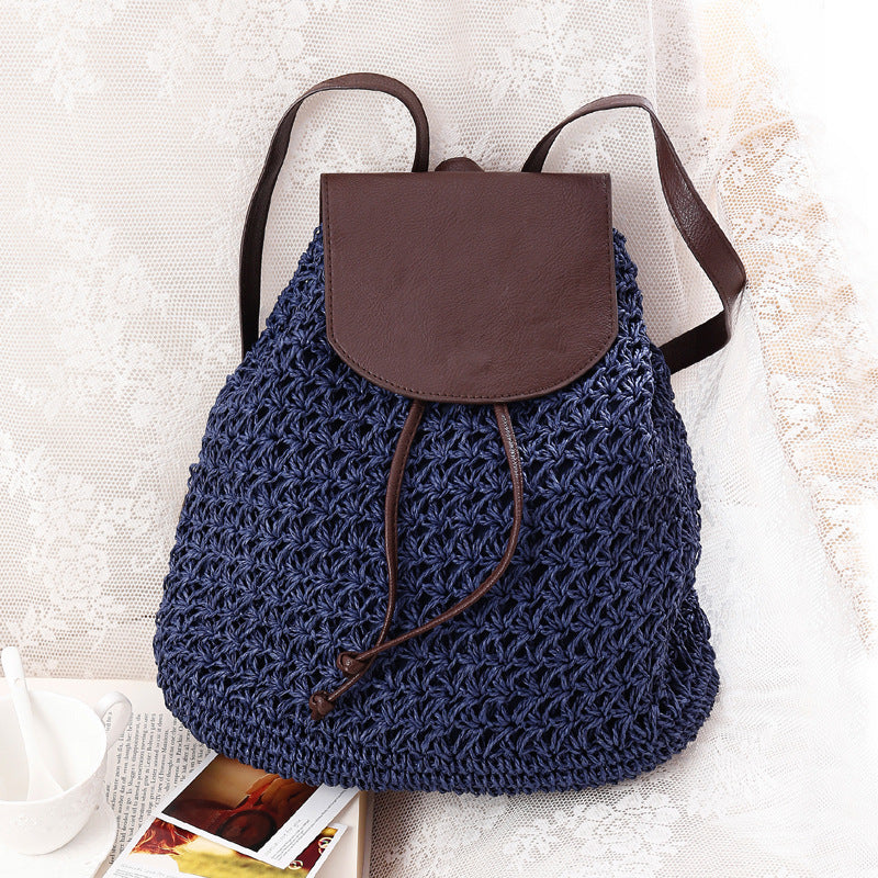 Macramee Backpack Bag with Elegant Leather Lid Bowlift