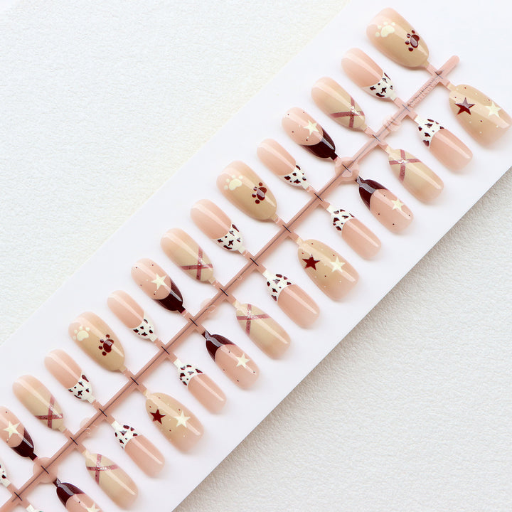 Thematic Press-On Nail Art Set with Charming Designs Bowlift