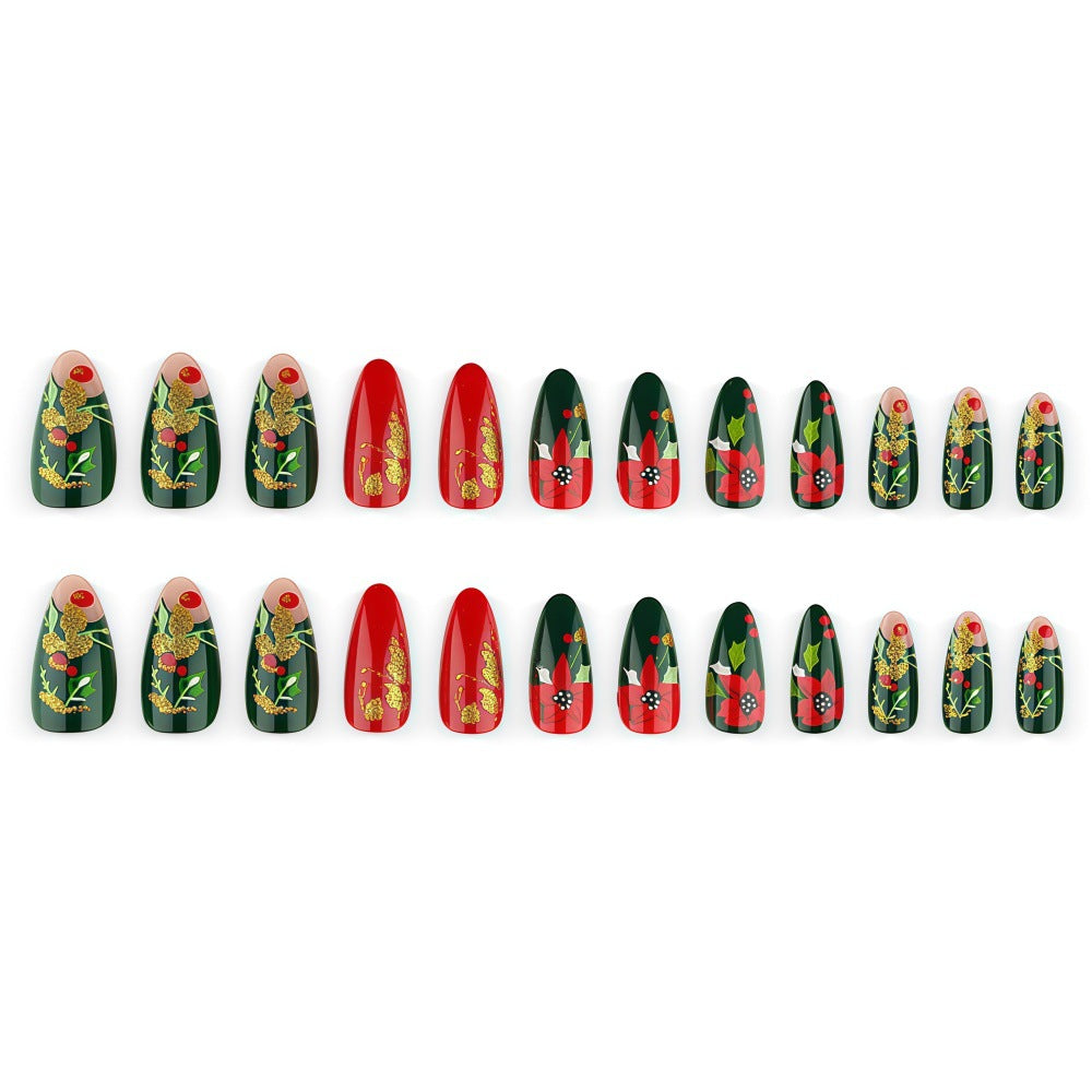 Artificial Nail Set with Festive Design Bowlift