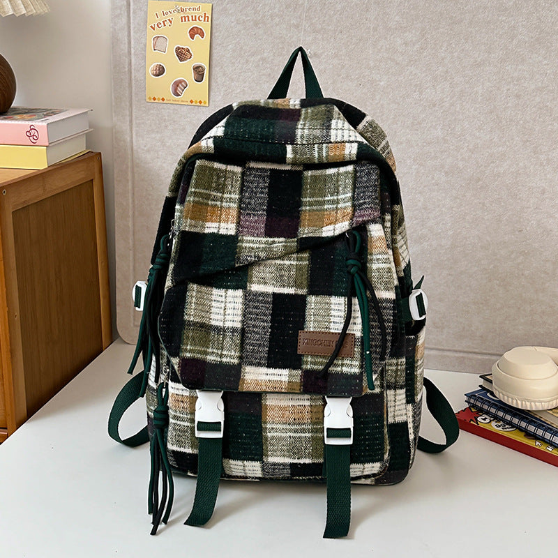 Stylish Checked Pattern Backpack