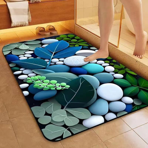 Decorative Stone Pattern Bath Mat Bowlift