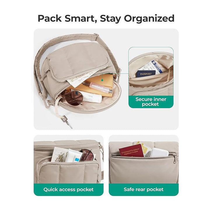 Stylish shoulder bag with detachable shoulder strap and versatile compartments Bowlift