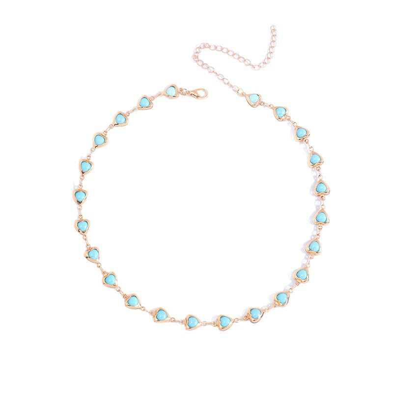 Heart-Shaped Gemstone Choker Necklace Bowlift