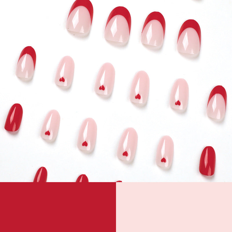 Elegant Nail Extensions with Heart Design Bowlift