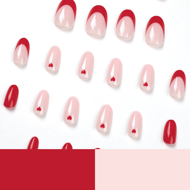 Elegant Nail Extensions with Heart Design Bowlift