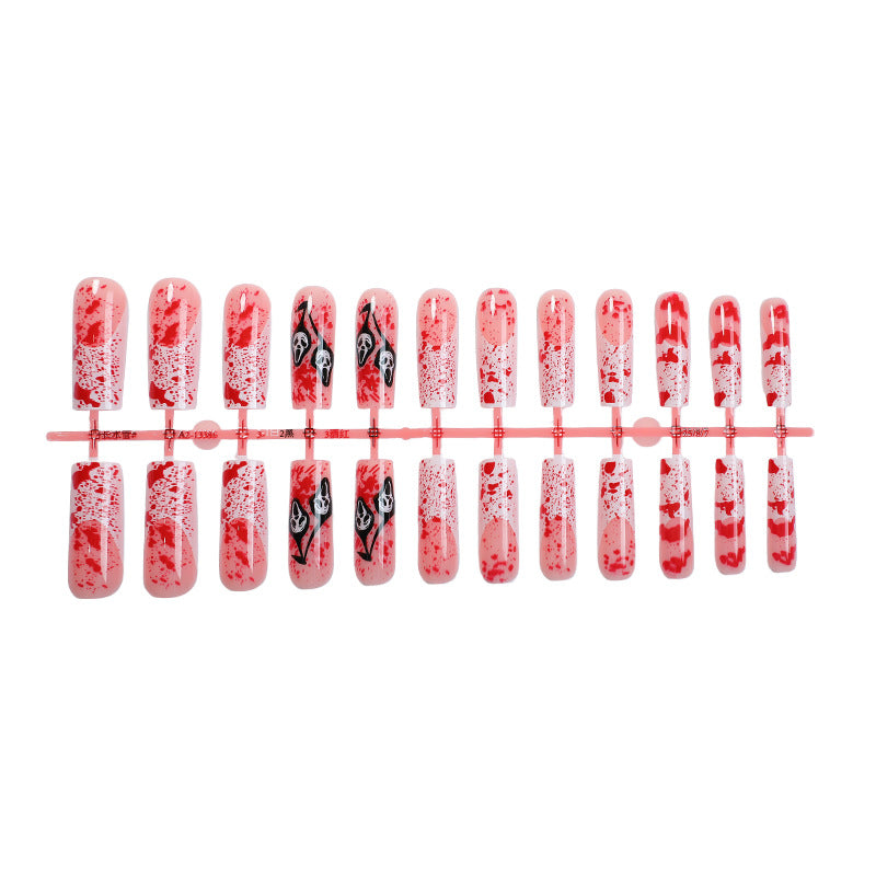Acrylic Nail Set with Creative Bloody Splatter Design Bowlift