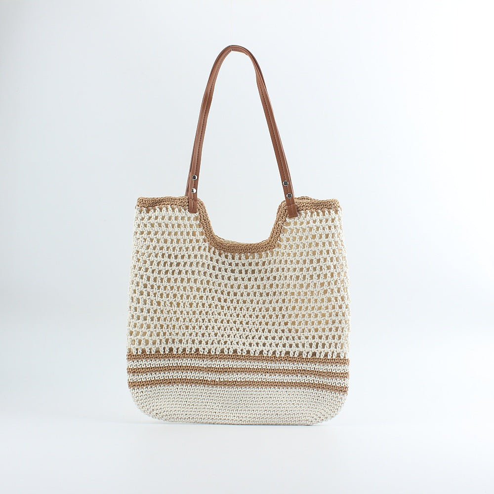 Handcrafted designer beach bag with sturdy leather handles Bowlift