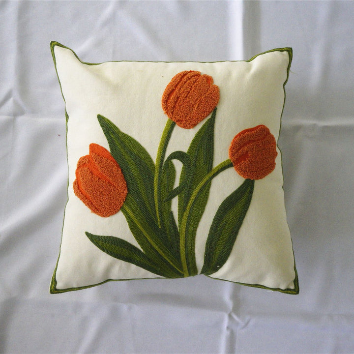 Flower Bouquet Embroidered Cushion