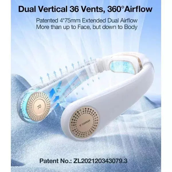 Unisex One Size Ergonomic Bladeless Neck Air Cooler with Adjustable Turbine Vents Bowlift