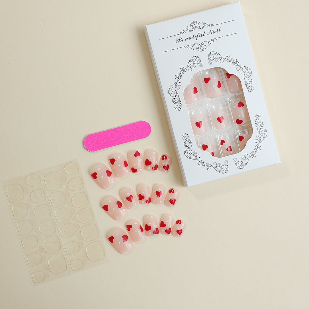 Artistic Heart Embellished Press-On Nails Bowlift