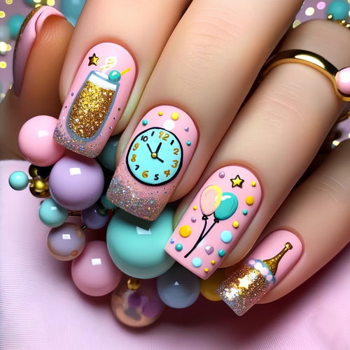 Festive Celebration Press-On Nail Art Bowlift