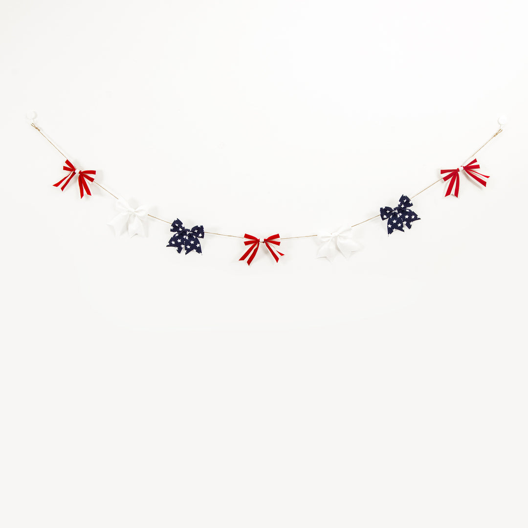Unisex decorative garland with striped fabric bows and jute cord Bowlift