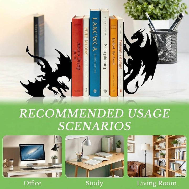 Dragon-Themed Metal Bookends
