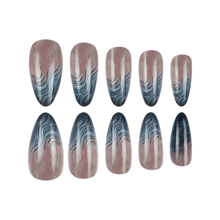 Artistic Stiletto Press-On Nails with Marble Design Bowlift