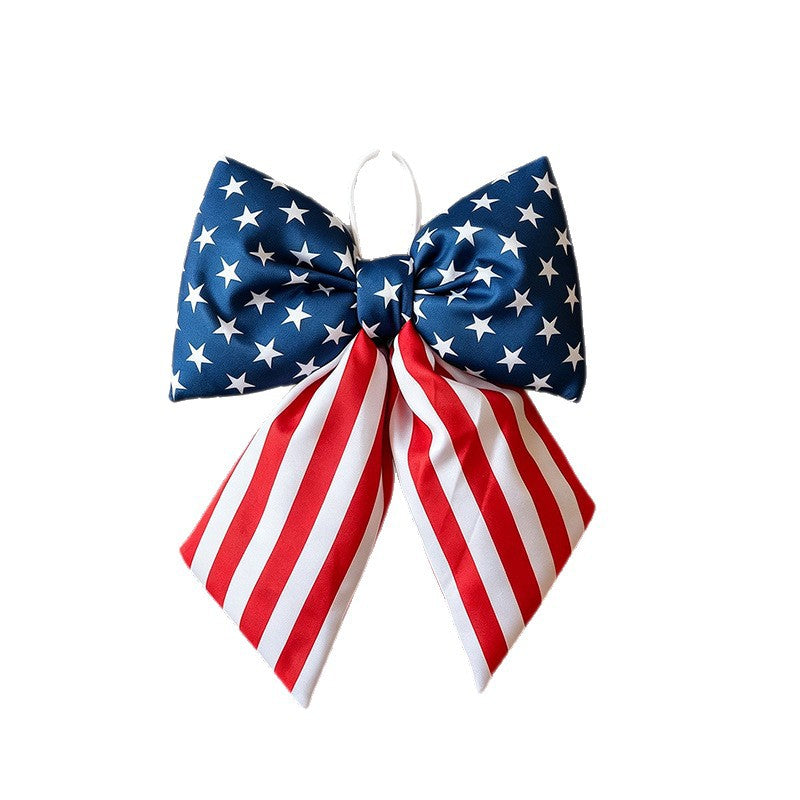 Independence Day oversized hanging bow with elastic loop for door porch and wreath Bowlift
