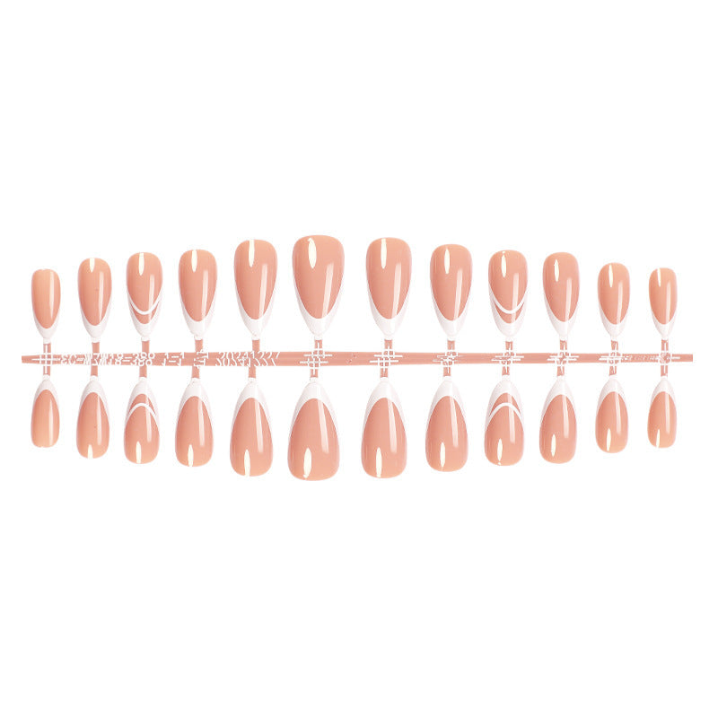 Elegant Press-On Nail Set with French Tip Design Bowlift 1788496283