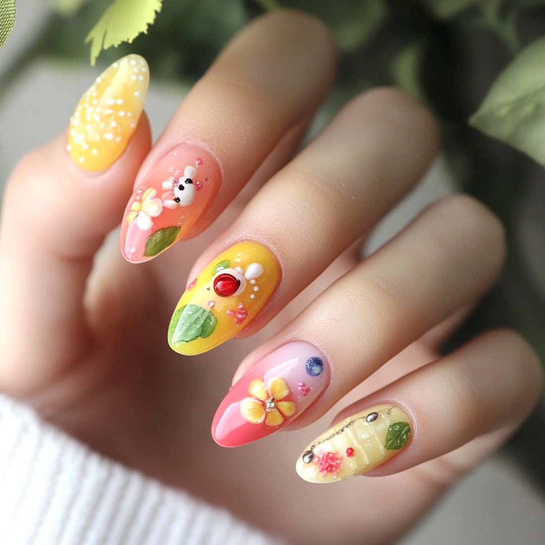 Exquisite nail art with colorful floral designs Bowlift